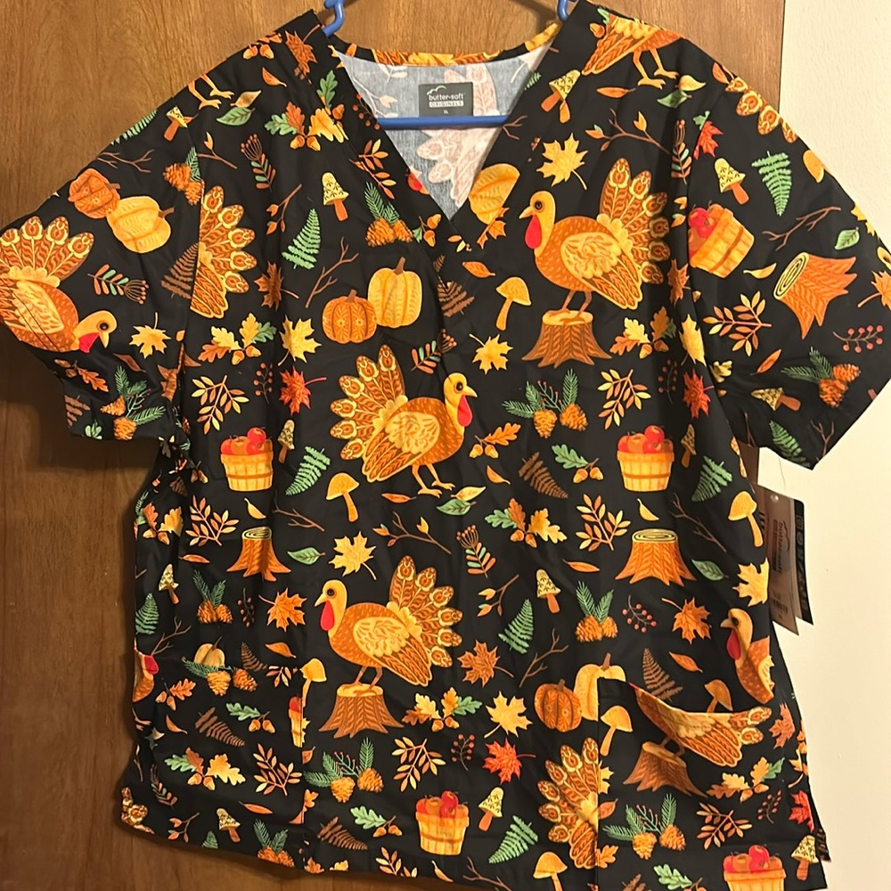 Cute turkey scrub top
